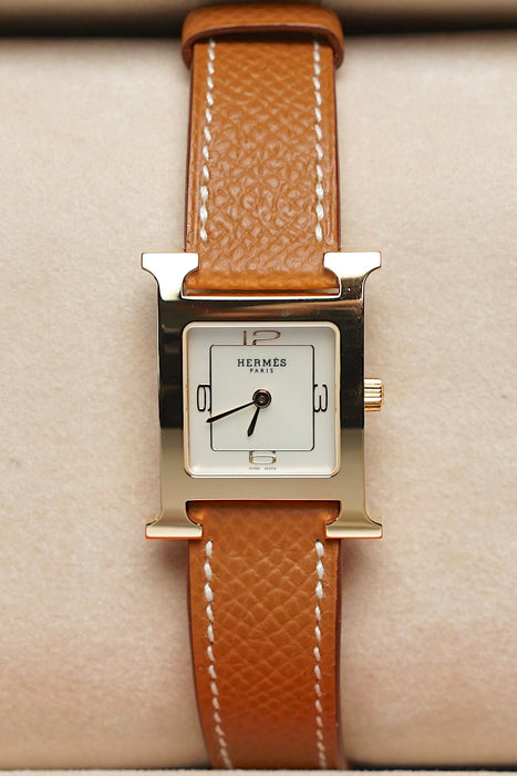 Hermes Heure H PM Watch in Gold Ghw (Brand New)