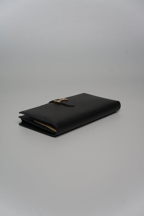 Hermes Bearn Soufflet Wallet in Madame Noir Ghw (Brand New)