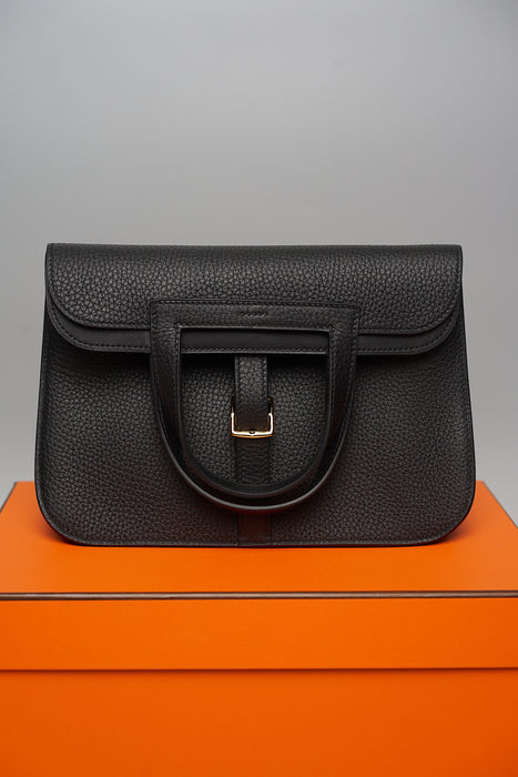 Hermes Halzan 25 in Black Ghw (Brand New)