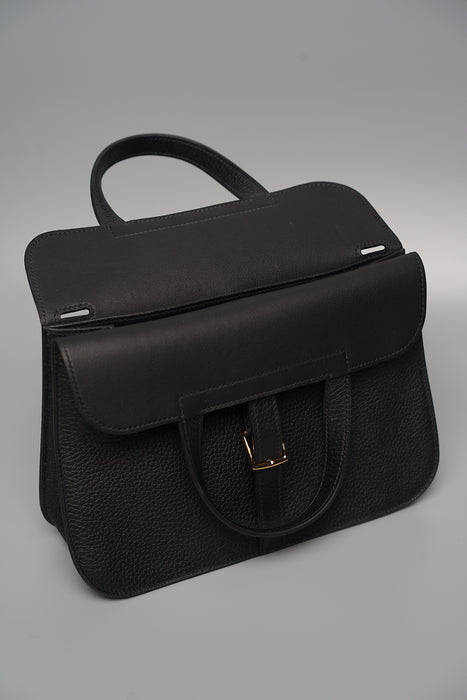 Hermes Halzan 25 in Black Ghw (Brand New)