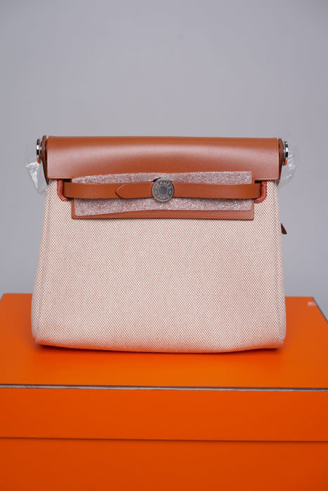 Hermes Mini Herbag in Ecru-Beige/Fauve Phw (Brand New)