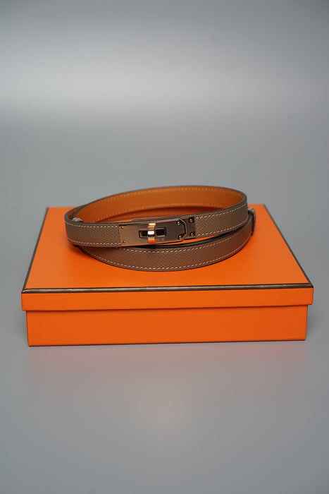 Hermes Kelly 18 Belt in Etoupe Rghw (Brand New)