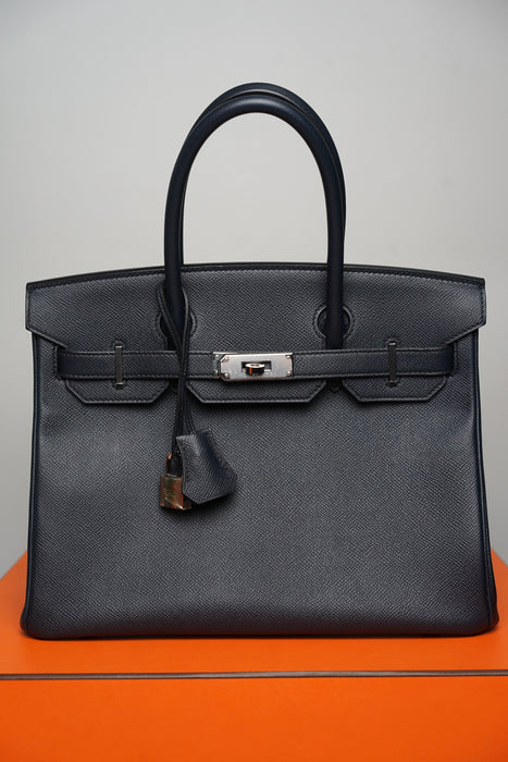 Hermes Birkin 30 in Bleu Indigo Epsom Phw