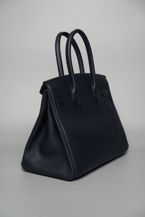 Hermes Birkin 30 in Bleu Indigo Epsom Phw