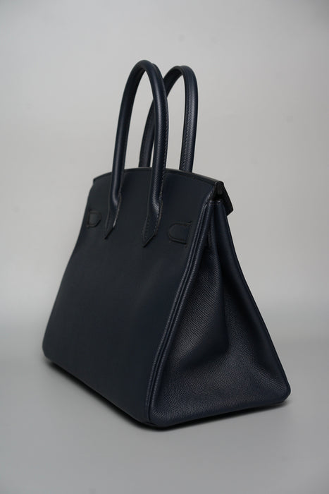 Hermes Birkin 30 in Bleu Indigo Epsom Phw
