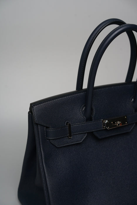 Hermes Birkin 30 in Bleu Indigo Epsom Phw