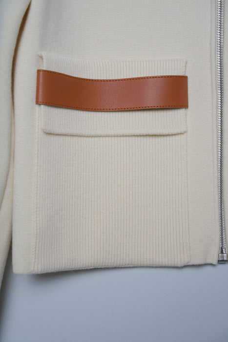 Hermes Veste a Poches Knit in Blanc Natural size 34 (Brand New)