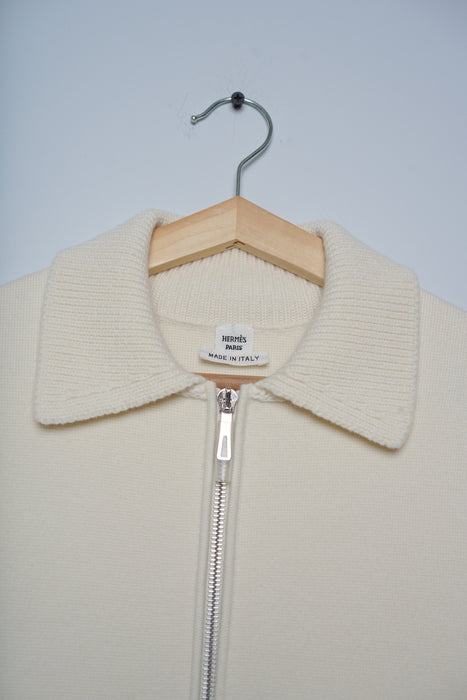 Hermes Veste a Poches Knit in Blanc Natural size 34 (Brand New)