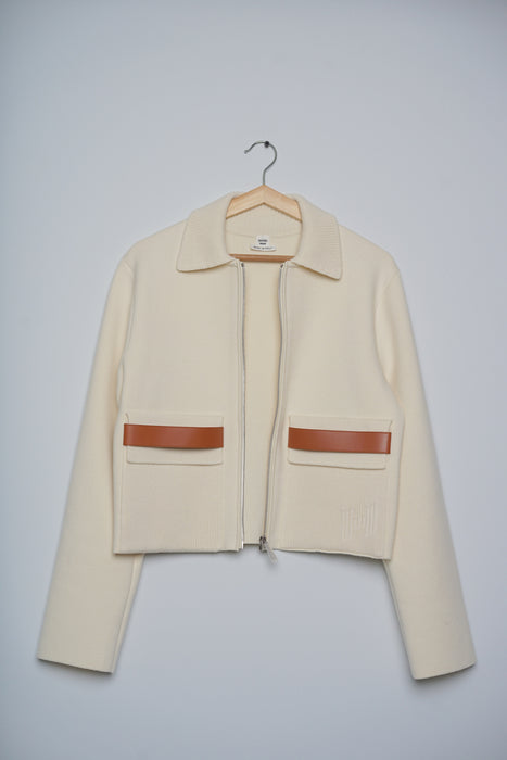 Hermes Veste a Poches Knit in Blanc Natural size 34 (Brand New)