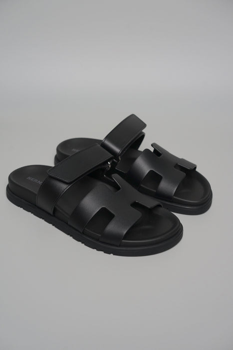 Hermes Chypre Sandals in Noir Size 37.5 (Brand New)