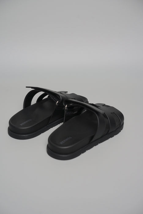 Hermes Chypre Sandals in Noir Size 37.5 (Brand New)