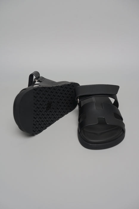Hermes Chypre Sandals in Noir Size 37.5 (Brand New)