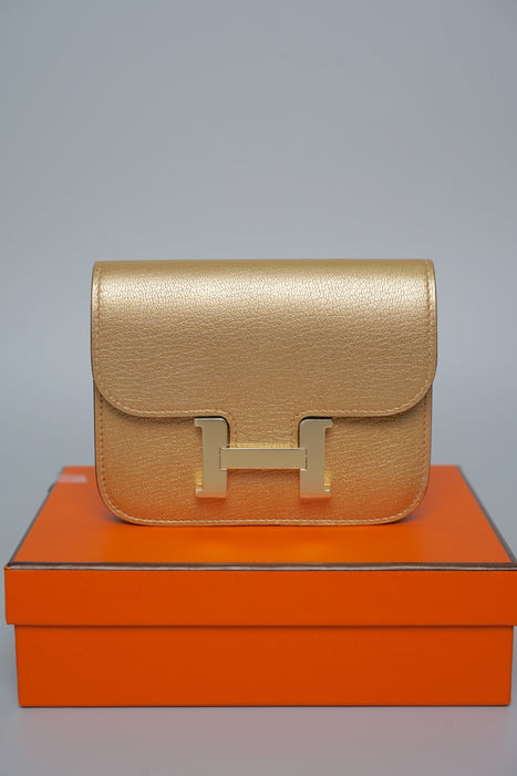 Hermes Constance Slim in Dore Permabrass (Brand New)