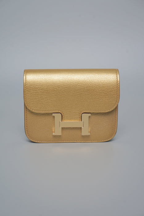 Hermes Constance Slim in Dore Permabrass (Brand New)