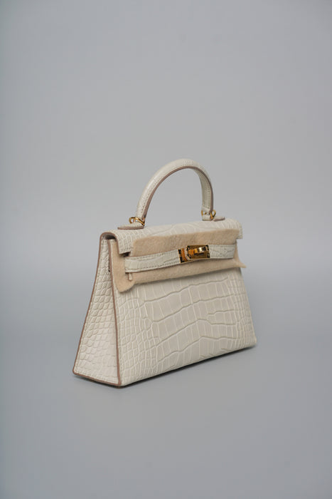 Hermes Kelly 20 in Beton Matte Alligator Ghw (Brand New)