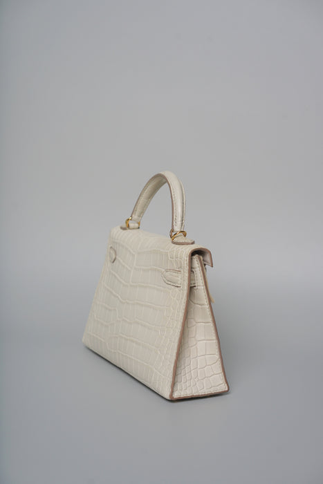 Hermes Kelly 20 in Beton Matte Alligator Ghw (Brand New)