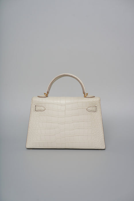 Hermes Kelly 20 in Beton Matte Alligator Ghw (Brand New)