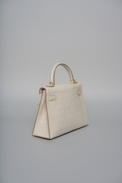 Hermes Kelly 20 in Beton Matte Alligator Ghw (Brand New)