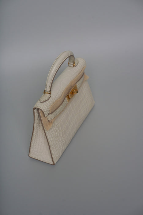 Hermes Kelly 20 in Beton Matte Alligator Ghw (Brand New)