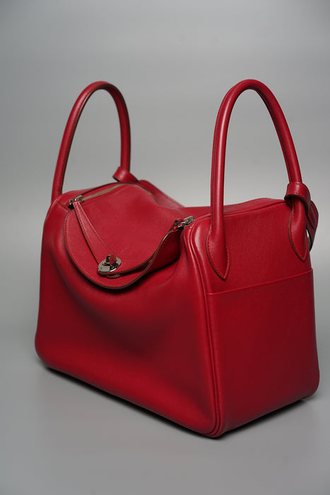 Hermes Lindy 30 in Rouge Grenat Evercolor Phw