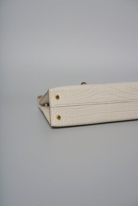 Hermes Kelly 20 in Beton Matte Alligator Ghw (Brand New)