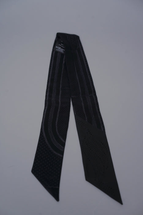 Hermes Foulard Quadrige Leather Twilly in HG/Noir (Brand New)