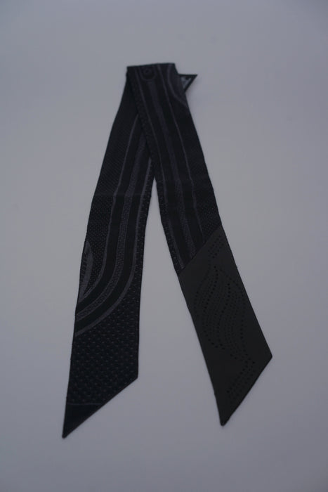 Hermes Foulard Quadrige Leather Twilly in HG/Noir (Brand New)