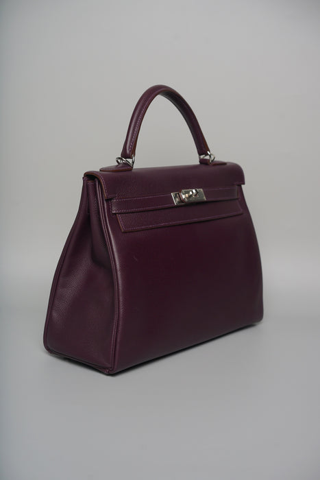Hermes Kelly 32 Retourne in Raisin Epsom Phw