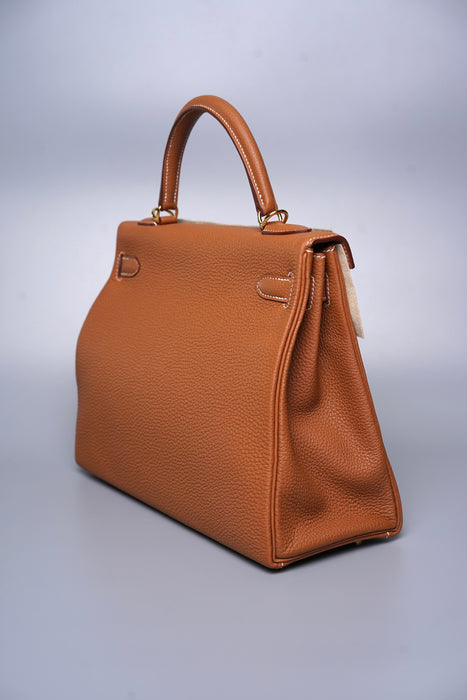 Hermes Kelly 32 in Gold Togo Ghw & Fourbi 25 (Brand New)