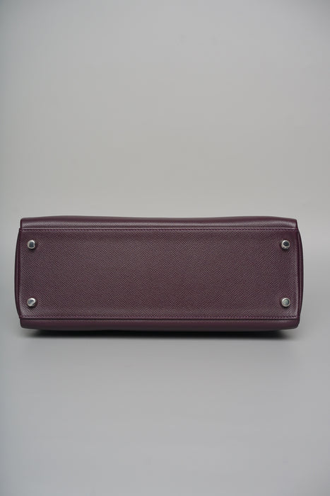 Hermes Kelly 32 Retourne in Raisin Epsom Phw