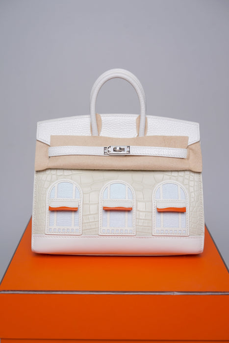 Hermes Birkin 20 in Faubourg White Snow Phw (Brand New)