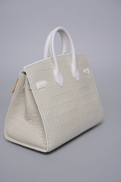 Hermes Birkin 20 in Faubourg White Snow Phw (Brand New)