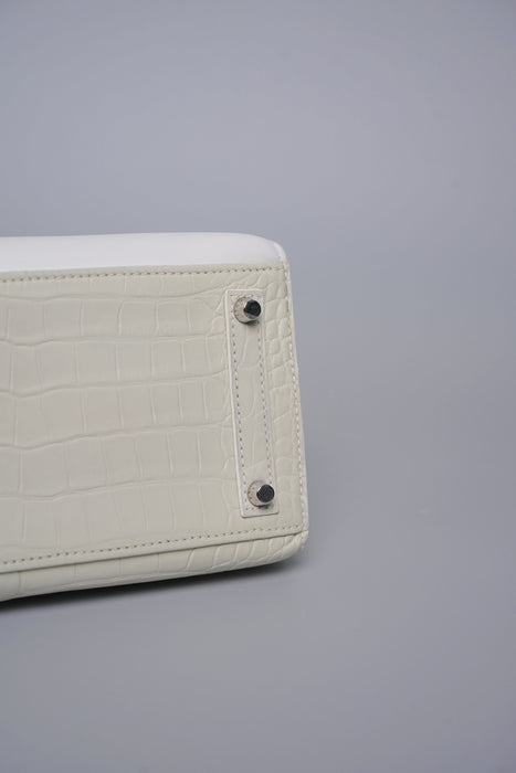 Hermes Birkin 20 in Faubourg White Snow Phw (Brand New)