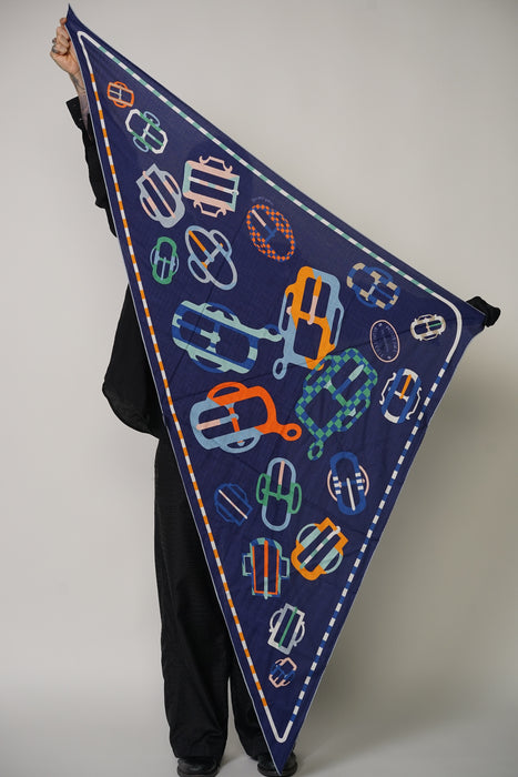 ⁠Hermes "Bouclerie Moderne en Casaques Giant Triangle" in Caban / Orange / Vert (Brand New)