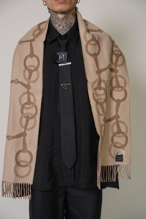 ⁠Hermes Any Mors Scarf in Glace Brown (Brand New)