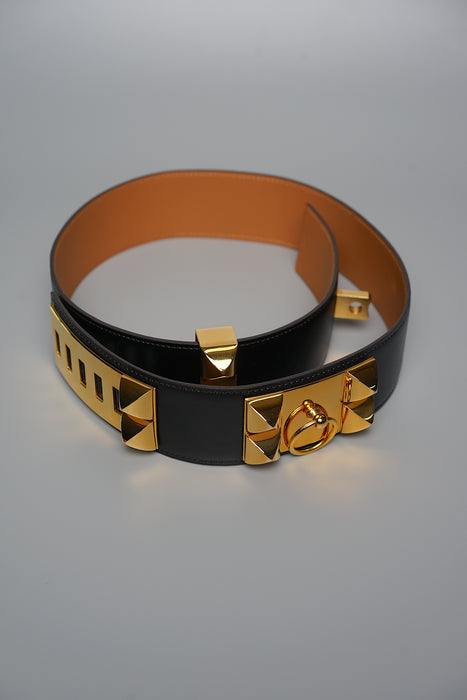 Hermes Collier de chien leather belt in Noir Ghw 80