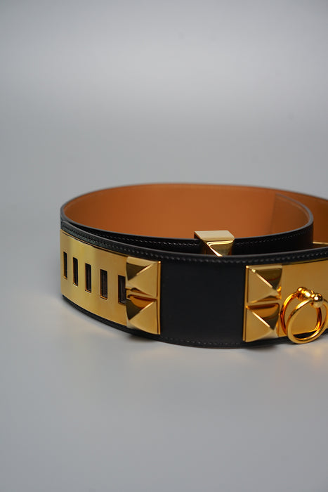 Hermes Collier de chien leather belt in Noir Ghw 80