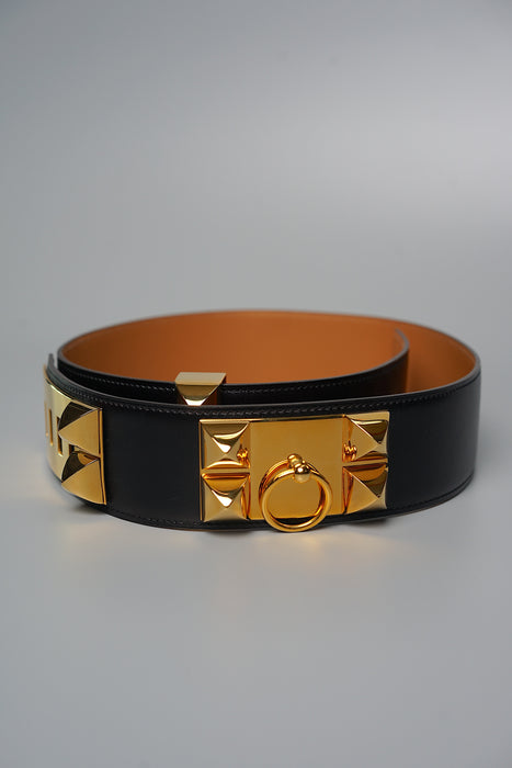 Hermes Collier de chien leather belt in Noir Ghw 80