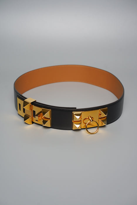 Hermes Collier de chien leather belt in Noir Ghw 80