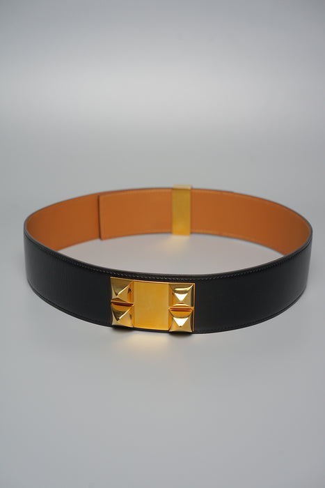 Hermes Collier de chien leather belt in Noir Ghw 80