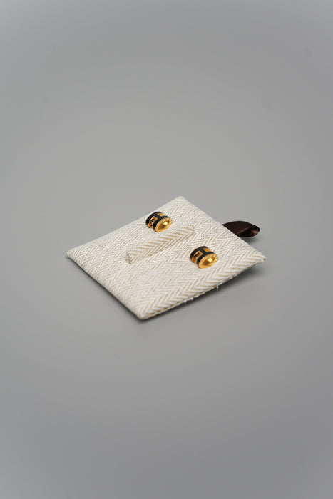 Hermes Mini Pop H Earrings in Noir Ghw (Brand New)