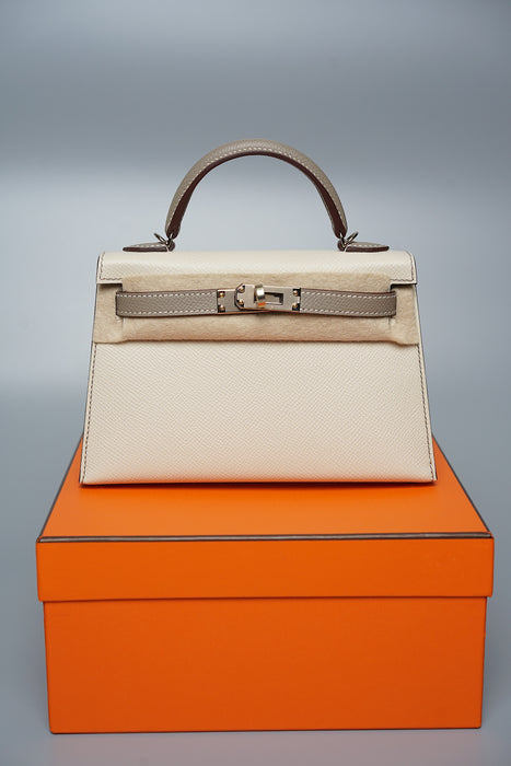 Hermes HSS Kelly 20 in Craie/Gris Asphalt Pmb (Brand New)