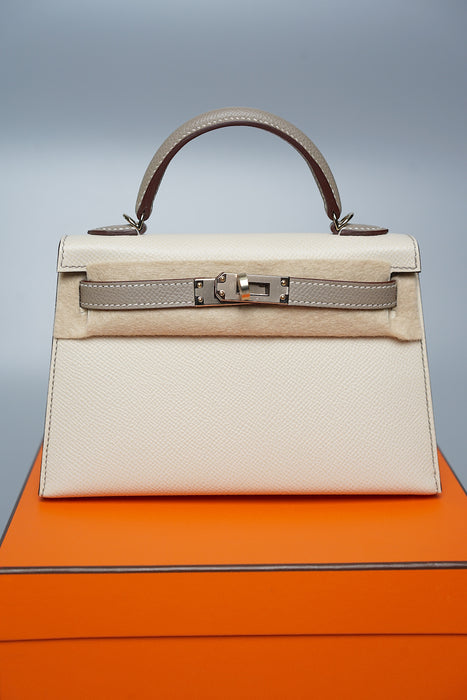 Hermes HSS Kelly 20 in Craie/Gris Asphalt Pmb (Brand New)