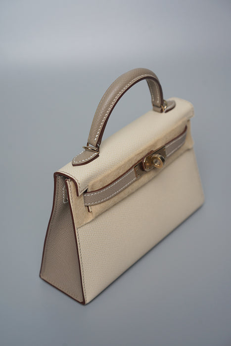 Hermes HSS Kelly 20 in Craie/Gris Asphalt Pmb (Brand New)