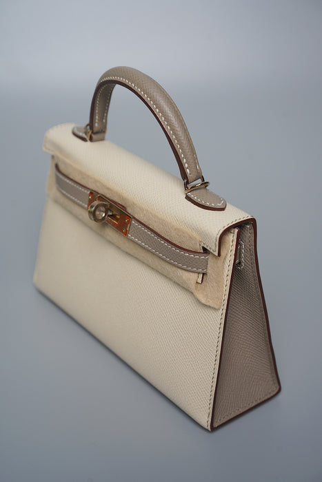 Hermes HSS Kelly 20 in Craie/Gris Asphalt Pmb (Brand New)