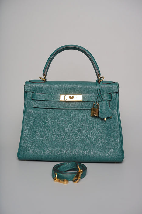 Hermes Kelly 28 in Malachite Togo Ghw