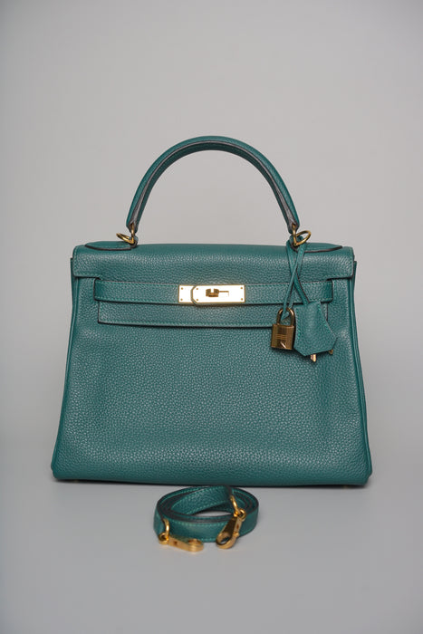 Hermes Kelly 28 in Malachite Togo Ghw