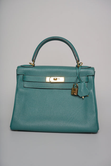 Hermes Kelly 28 in Malachite Togo Ghw