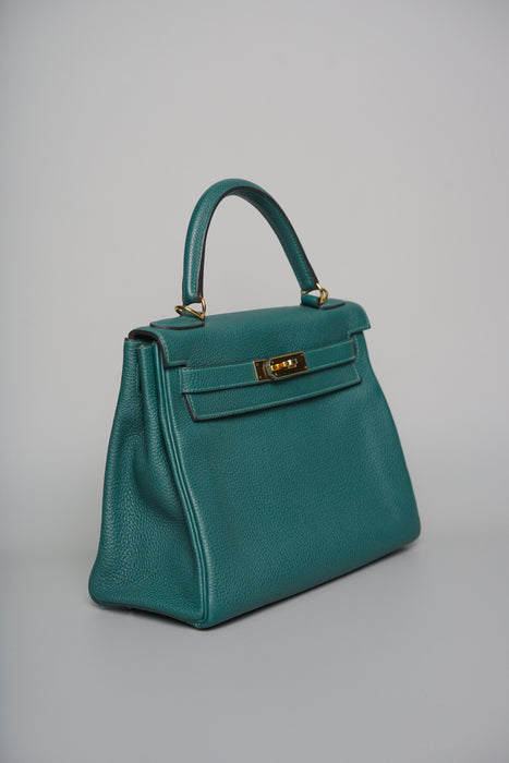 Hermes Kelly 28 in Malachite Togo Ghw