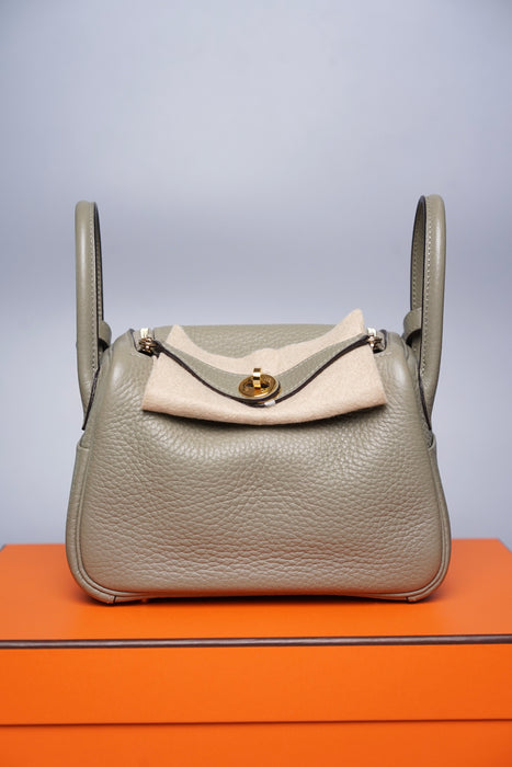 Hermes Mini Lindy in Sauge Ghw